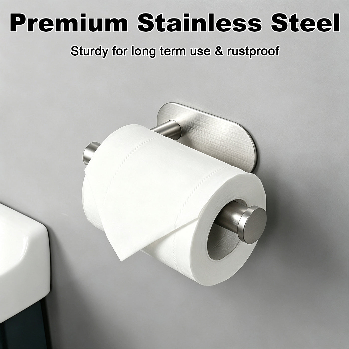 Self-Adhesive Toilet Paper Holder – Brushed Nickel – image 4 dimensions