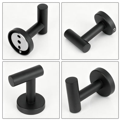 Round Bathroom Towel Hooks, 4-Pack – Matte Black – image 2