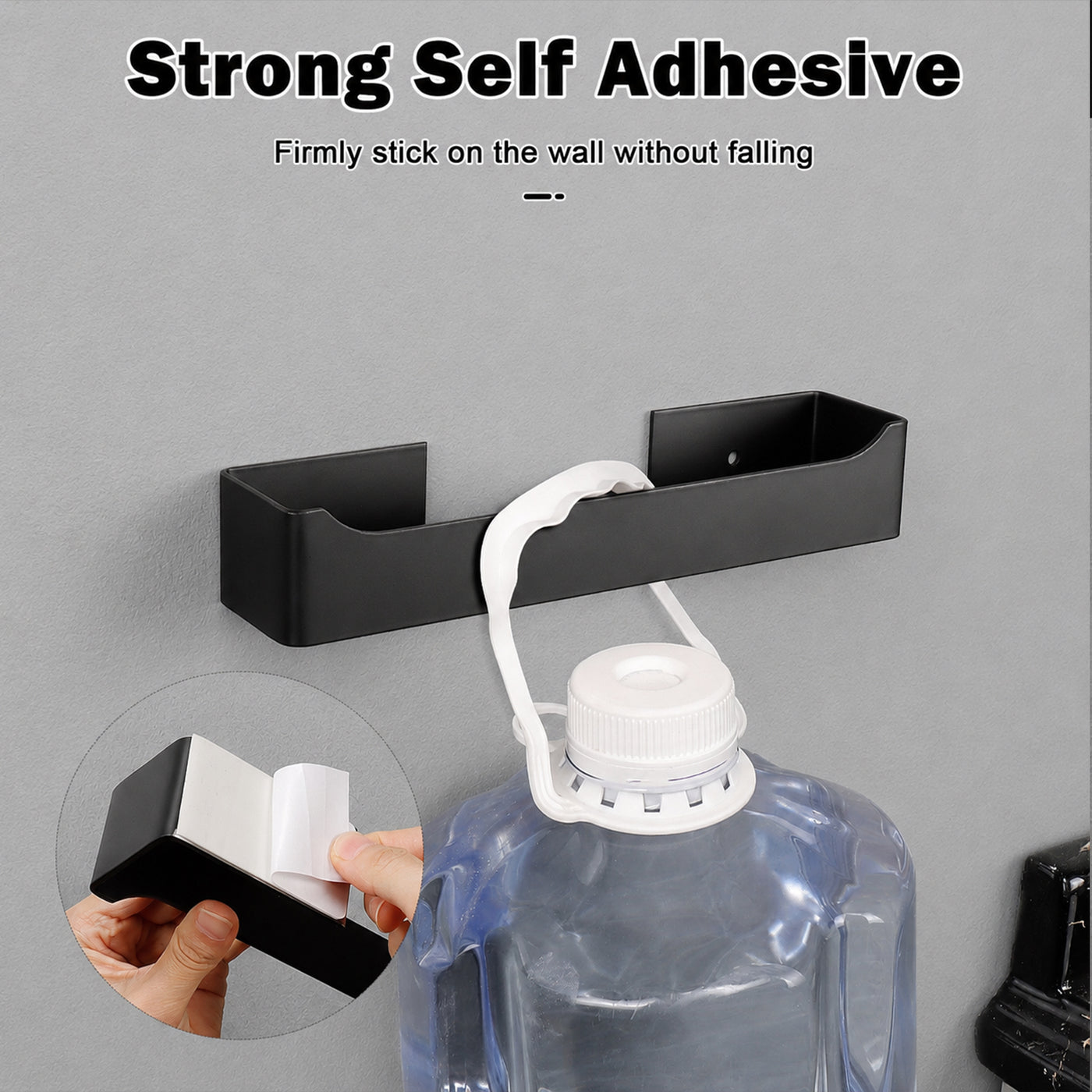 9-Inch Self-Adhesive Hand Towel Holder – Matte Black – image 4 dimensions