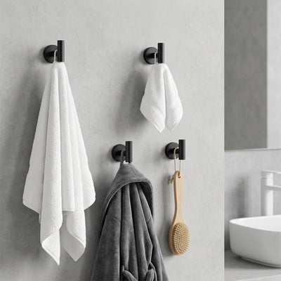 Round Bathroom Towel Hooks, 4-Pack – Matte Black – image 4