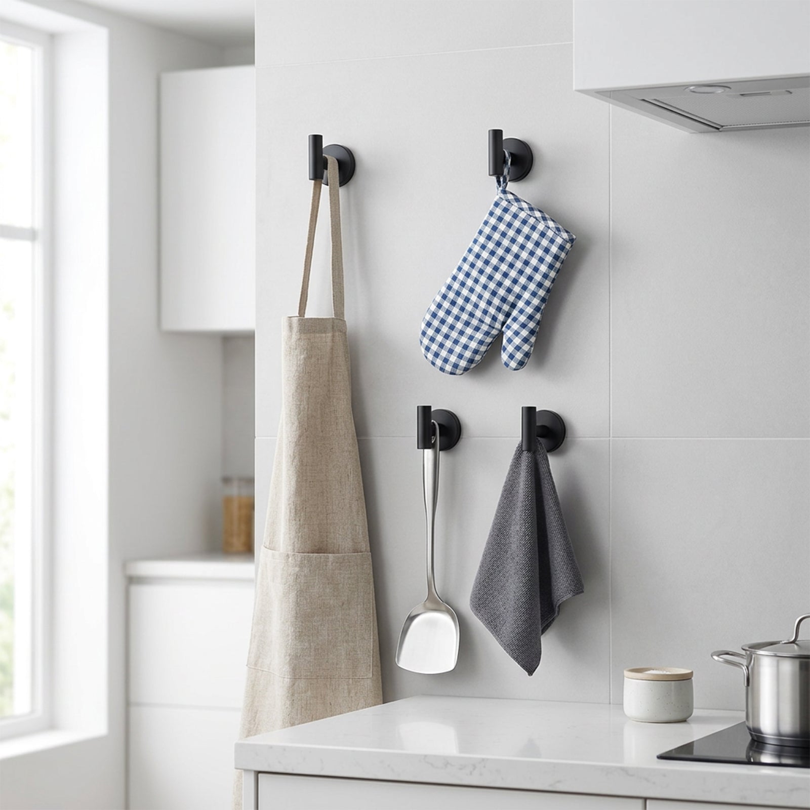 Round Bathroom Towel Hooks, 4-Pack – Matte Black – image 6