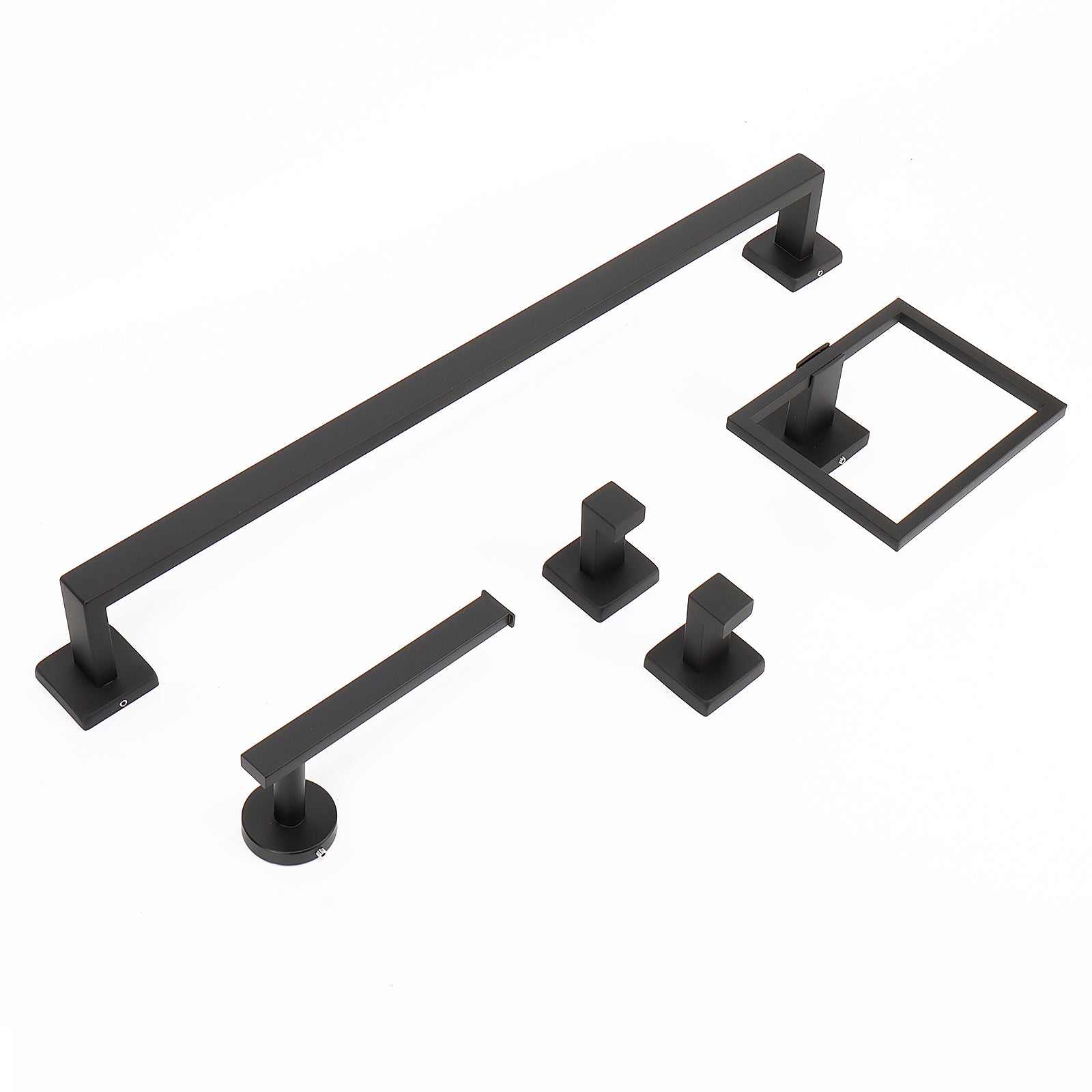 24-Inch Square 5-Piece Bathroom Hardware Set – Matte Black – image 3