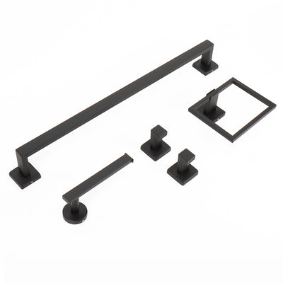 24-Inch Square 5-Piece Bathroom Hardware Set – Matte Black – image 3