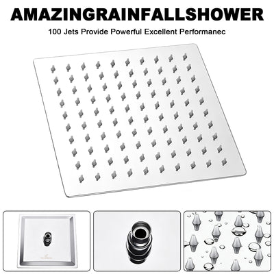 8-Inch Square Rain Shower Head – Chrome – image 4