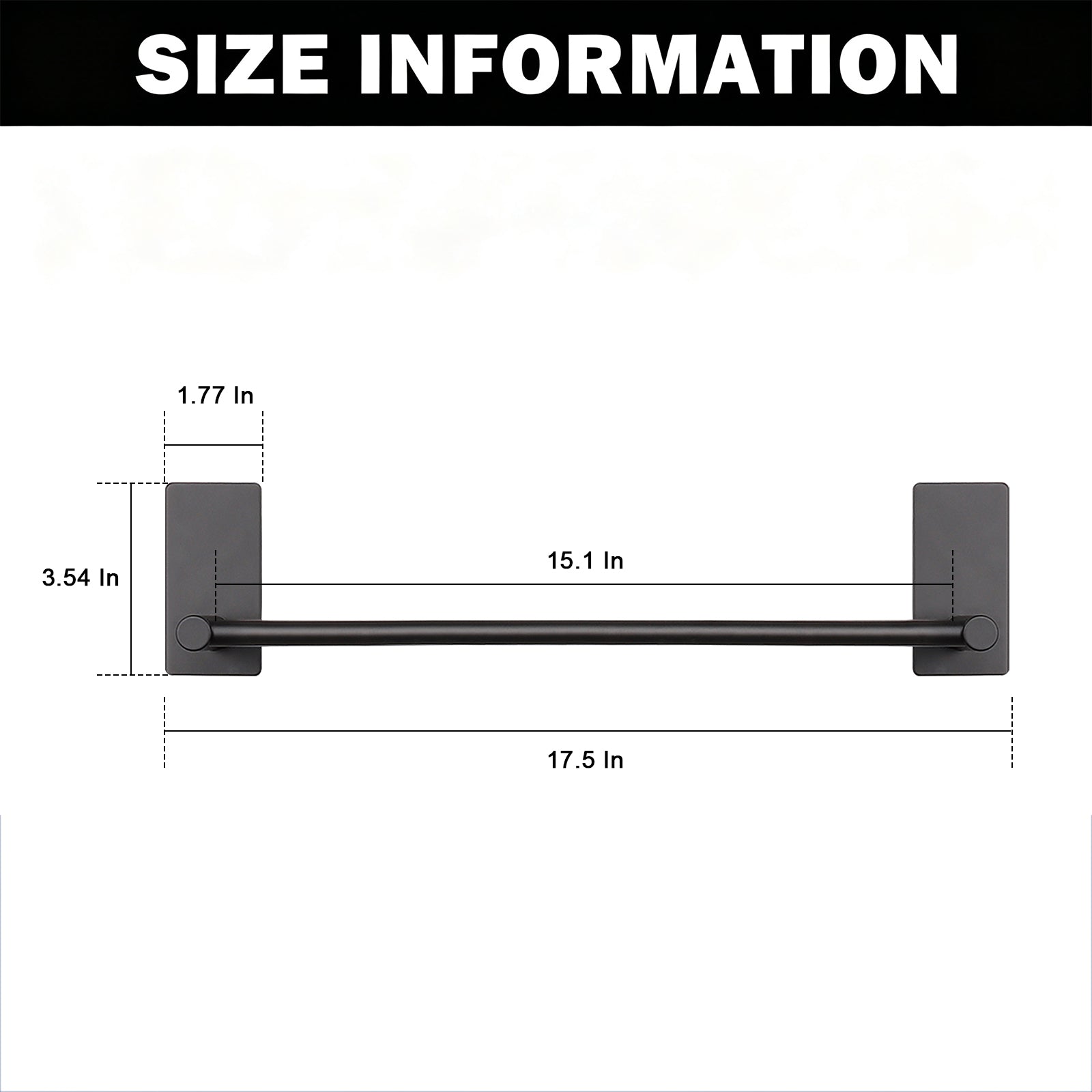 16-Inch Self-Adhesive Towel Bar – Matte Black – image 4