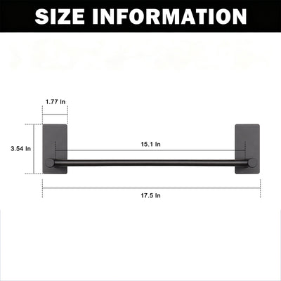 16-Inch Self-Adhesive Towel Bar – Matte Black – image 4